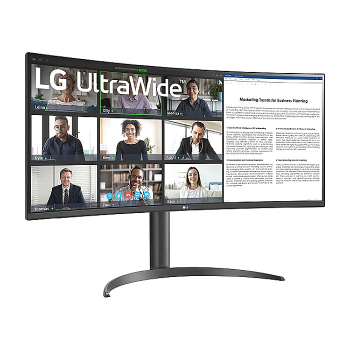 LG 34WR50QC-B, 34" UltraWide AG , Curved 21:9 VA Panel, 5ms, 3000:1, 300 cd/m2, WQHD 3440x1440, HDR10, sRGB 99% , AMD FreeSync, USB type-C, 100Hz, HDMI, DisplayPort, PBP, Height Adjustable, Tilt, Reader Mode, Headphone Out, Black (тъмнейл - 1)