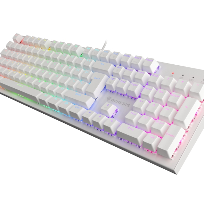 Genesis Gaming Keyboard Thor 303 White RGB Backlight US Layout Brown Switch (тъмнейл - 3)