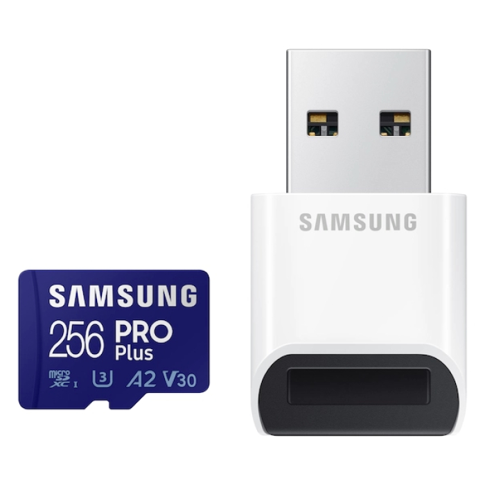 Samsung 256GB Micro SD PRO Plus + Reader, Class10, Read 160MB/s - Write 120MB/s на супер цена