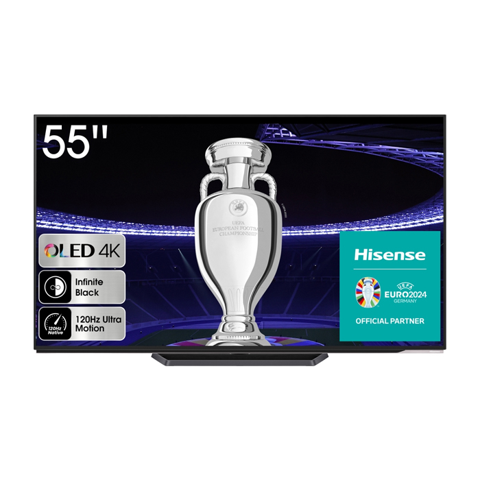 Hisense 55" A85K, 4K Ultra HD 3840x2160, OLED, 120Hz, IPS, HDR 10+, HLG, Dolby Vision IQ, Dolby Atmos, Smart TV, WiFi 6E, WiFi Direct, BT, Anyview Cast, 4xHDMI, 2xUSB, LAN, CI+, DVB-T2/C/S2, Black