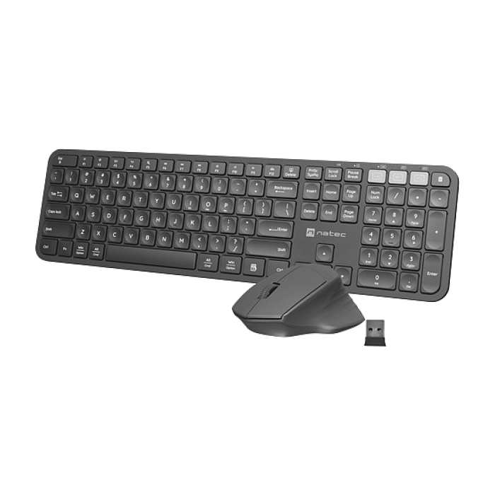 Natec Set 2 in 1 Keyboard Octopus + Mouse US Layout Wireless Bluetooth + 2.4 GHz USB (тъмнейл - 1)