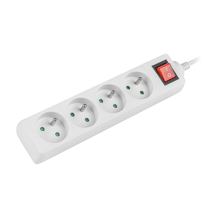 Lanberg power strip 1.5m, 4 sockets, french with circuit breaker quality-grade copper cable, white