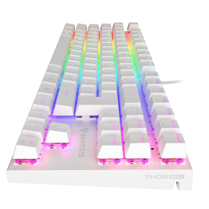 Genesis Gaming Keyboard Thor 303 TKL White RGB Backlight US Layout Brown Switch (тъмнейл - 2)