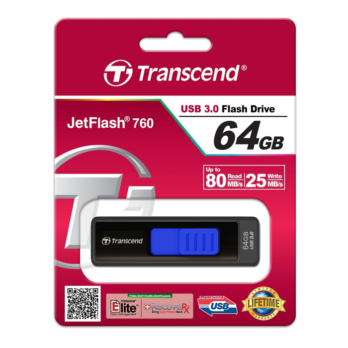 Transcend 64GB JETFLASH 760, USB 3.0 (Blue) (тъмнейл - 3)