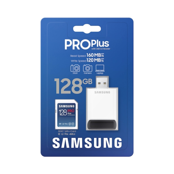 Samsung 128GB SD PRO Plus + Reader, Class10, Read 160MB/s - Write 120MB/s (тъмнейл - 4)