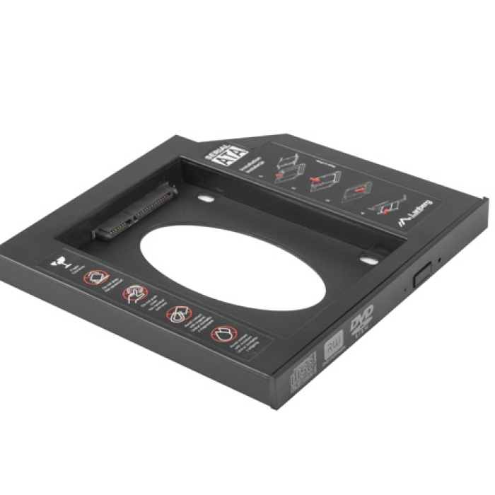 Lanberg slim mounting frame for 2.5" drive to 5.25" / 12.7mm bay (тъмнейл - 1)