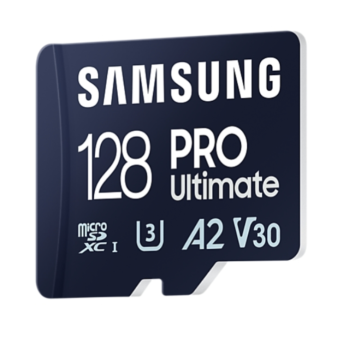 Samsung 128GB micro SD Card PRO Ultimate with Adapter , UHS-I, Read 200MB/s - Write 130MB/s, U3, V30, A2 (тъмнейл - 1)