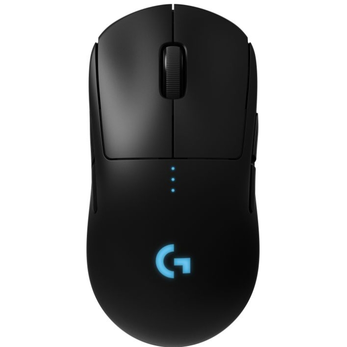 Logitech G Pro Wireless Mouse, Lightsync RGB Logo, Lightspeed Wireless 1ms, HERO 25K DPI Sensor, 400 IPS, Programmable Buttons, On-board Memory, Lightweight 80g, Black