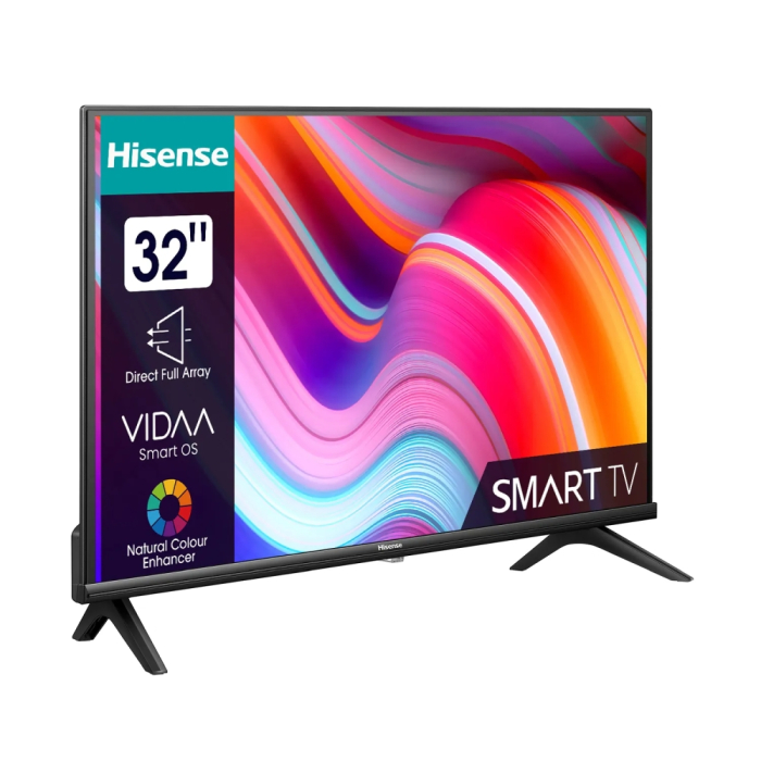 Hisense 32" A4K, HD 1366x768, DLED, HDR, HLG, Dolby Audio, DTS Virtual X, Smart TV, WiFi, WiFi Direct, BT, Anyview Cast, 2xHDMI, 2xUSB, LAN, CI+, DVB-T2/C/S2, Black (тъмнейл - 1)