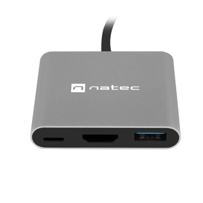 Natec USB-C Multiport Adapter 3 in 1 Fowler MINI USB 3.0, HDMI 4K, USB-C PD (тъмнейл - 1)