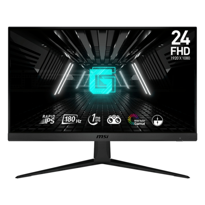 MSI G2412F, 23.8", Rapid IPS, 1ms, 180Hz, AG, FHD 1920x1080, Flat, 16:9, Adaptive-sync, NIGHT VISION, Anti-Flicker, LESS BLUE LIGHT, Frameless, 300nits, 1000:1 , 2x HDMI (2.0b), 1x DP (1.2a), Tilt, VESA, 36M