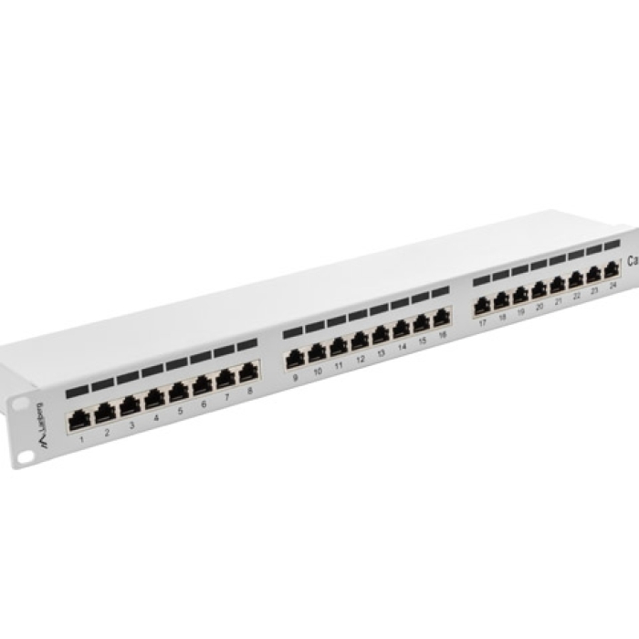 Lanberg patch panel 24 port 1U CAT.5E shielded, grey (тъмнейл - 2)