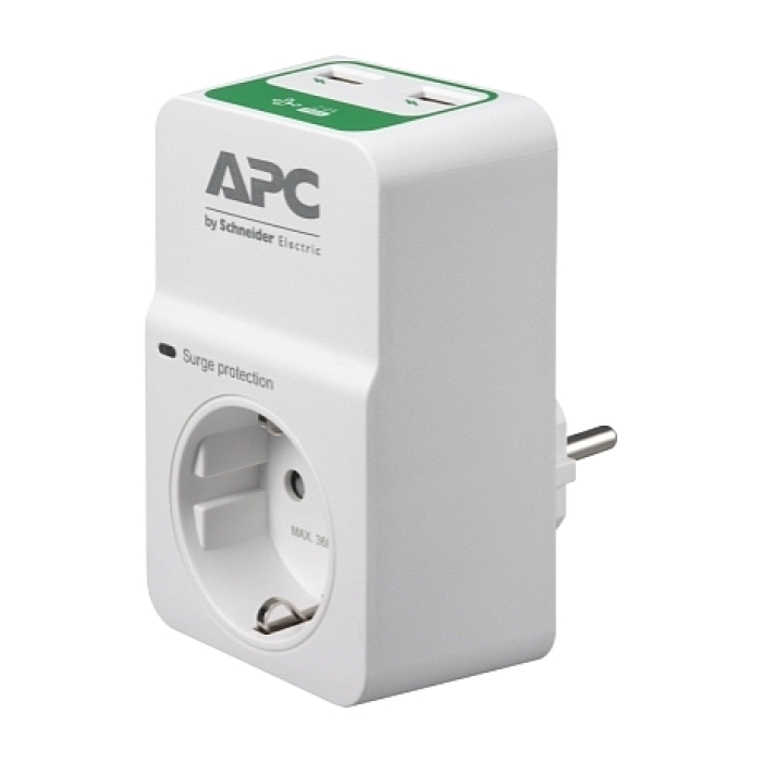 APC Essential SurgeArrest 1 Outlet 230V, 2 Port USB Charger, Germany (тъмнейл - 1)