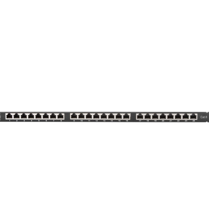 Lanberg patch panel 24 port 0.5U CAT.6 shielded, black (тъмнейл - 2)