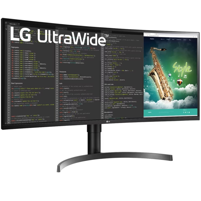 LG 35WN75CP-B, 35" 21:9 UltraWide QHD Monitor(3440 x 1440) with HDR 10, AMD FreeSync, 5ms, 100Hz, 300 cd/m2, 2500:1 , sRGB 99%, USB 3.0, HDMI, USB type-C, DisplayPort, Headphone Out, Tilt, Height, Black (тъмнейл - 2)