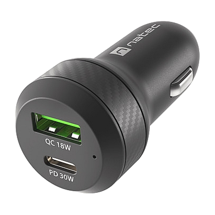 Natec Coney 1xUSB, 1xUSB-C Quick charger 48W, Black (тъмнейл - 3)