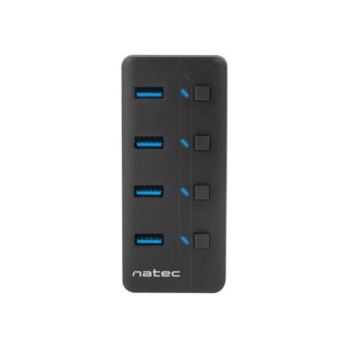 Natec USB 3.0 Hub Mantis 2 4-Port On/Off With AC Adapter (тъмнейл - 1)