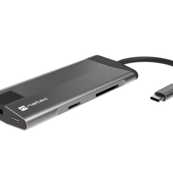 Natec Fowler Plus Multiport Adapter 8 in 1, USB 3.0 HUB, HDMI 4K, USB-C PD, RJ45, SD, Micro (тъмнейл - 1)