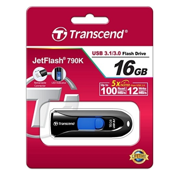 Transcend 16GB JETFLASH 790, USB 3.1, black (тъмнейл - 4)