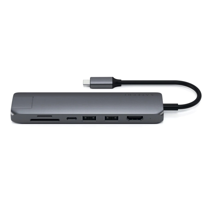 Satechi Aluminium Type-C Slim Multiport (1xHDMI 4K,2x USB-A,1x SD,1x Ethernet) - Space Grey (тъмнейл - 2)