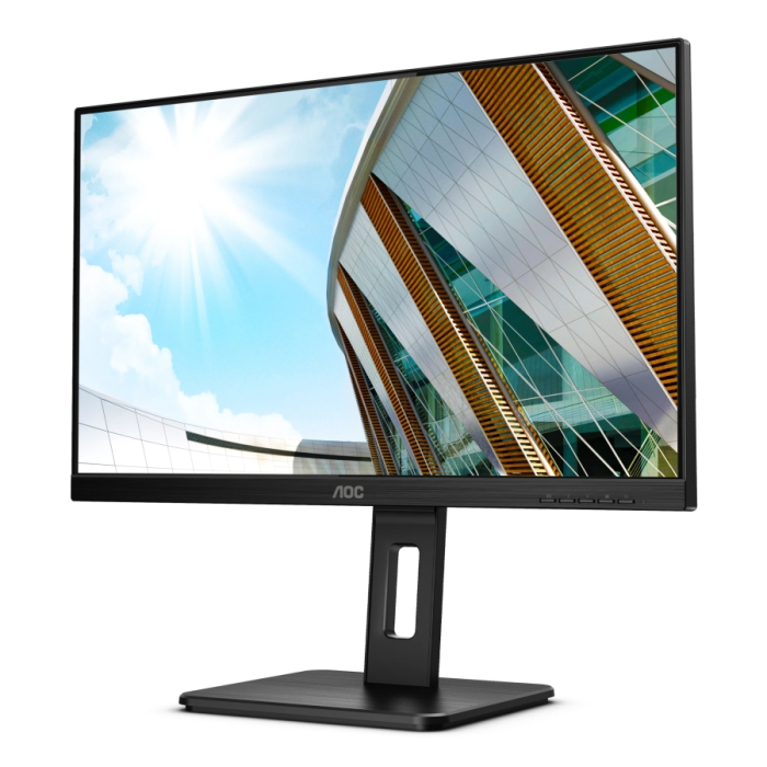 AOC Q24P2Q, 23.8" IPS WLED, 2560x1440@75Hz, 4ms GtG, 250cd m/2, 1000:1, DCR 50M:1, FlickerFree, Low Blue Light, 2Wx2, Tilt, Height Adjust, Pivot, Swivel, D-SUB, HDMI, DP, USB hub (тъмнейл - 1)