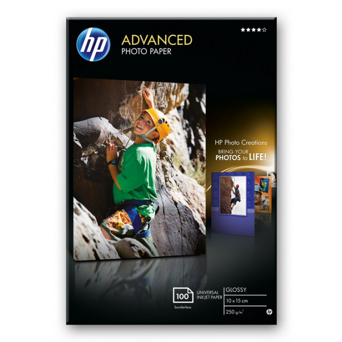 HP Advanced Glossy Photo Paper-100 sht/10 x 15 cm borderless