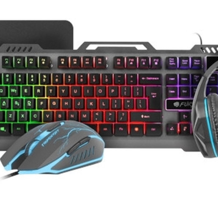 Fury Gaming combo set 4in1, Thunderjet keyboard + Mouse + Headphones + Mousepad, US layout (тъмнейл - 1)