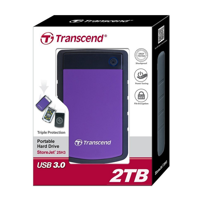 Transcend 2TB StoreJet 2.5" H3P, Portable HDD, USB 3.1 (тъмнейл - 2)