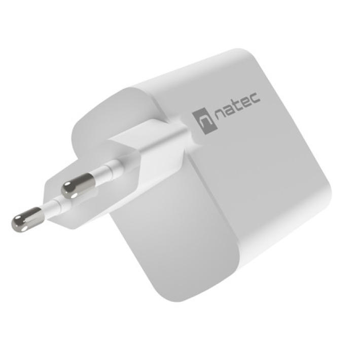 Natec USB Charger Ribera Gan 1X USB-A + 1X USB-C 45W, White (тъмнейл - 3)