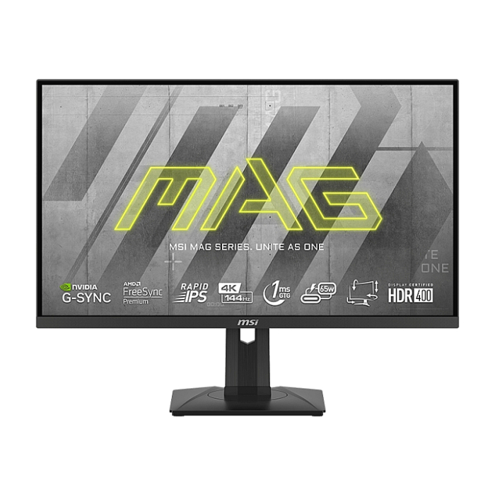 MSI MAG 274UPF, 27", Rapid IPS, 144Hz, 1ms, UHD 3840x2160, Flat, HDR 400, AI Vision, G-sync compatible, PIP, PBP, 400 nits, 1000:1, 100M:1, 1x DP(1.4a), 2x HDMI (2.1), 1x Type-C (DP alt. PD 65W), USB HUB, Adj.Stand 130mm, Tilt, Swivel, Pivot, VESA