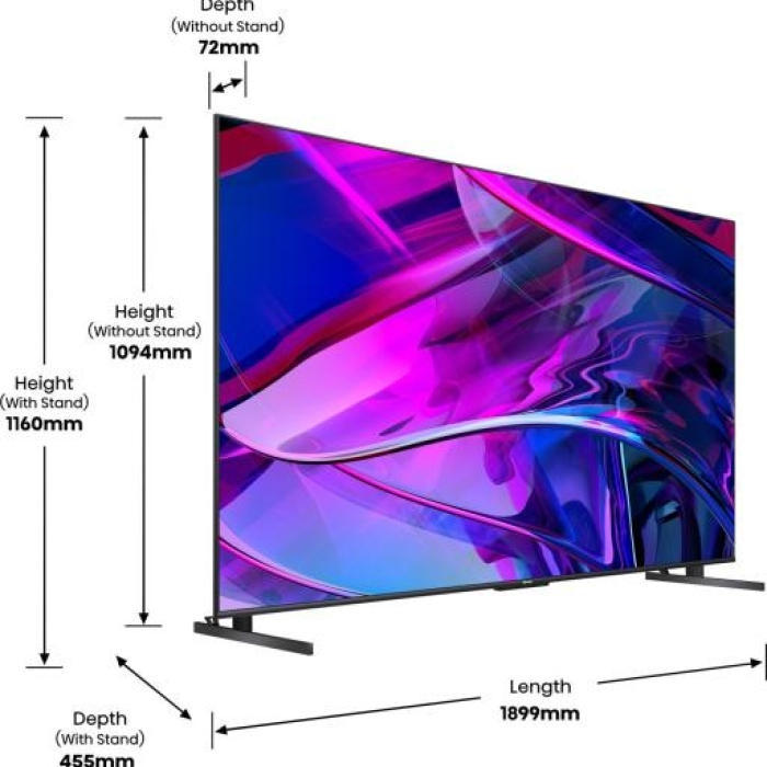 Hisense 85" U7KQ, 4K Ultra HD 3840x2160, ULED, FALD, Quantum Dot, 144Hz, IPS, HDR 10+, HLG, Dolby Vision IQ, Dolby Atmos, Smart TV, WiFi 5GHz, WiFi Direct, BT, Anyview Cast, 4xHDMI, 2xUSB, LAN, CI+, DVB-T2/C/S2, Black (тъмнейл - 4)