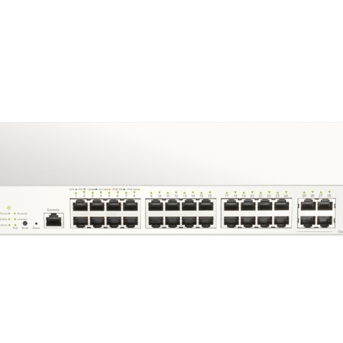 D-Link 28-Port Gigabit PoE+ Nuclias Smart Managed Switch including 4x 1G Combo Ports, 370W (With 1 Year License) на супер цена