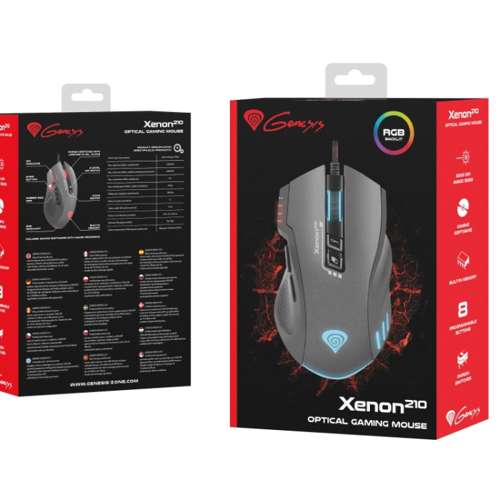 Genesis Gaming Mouse Xenon 210 Optical 3200Dpi With Software Rgb Illuminated Black (тъмнейл - 3)