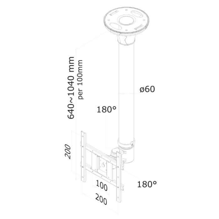 Neomounts by NewStar Flat Screen Ceiling Mount (Height: 64-105 cm) (тъмнейл - 2)