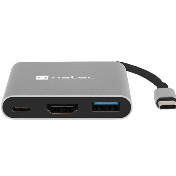 Natec USB-C Multiport Adapter 3 in 1 Fowler MINI USB 3.0, HDMI 4K, USB-C PD (тъмнейл - 2)