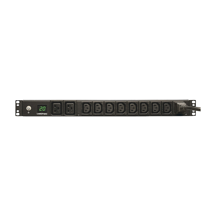 Tripp Lite by Eaton 3.7kW Single-Phase Local Metered PDU, 208/230V (8 C13 & 2 C19), C20 / L6-20P Adapter, 12 ft. (3.66 m) Cord, 1U Rack-Mount, TAA