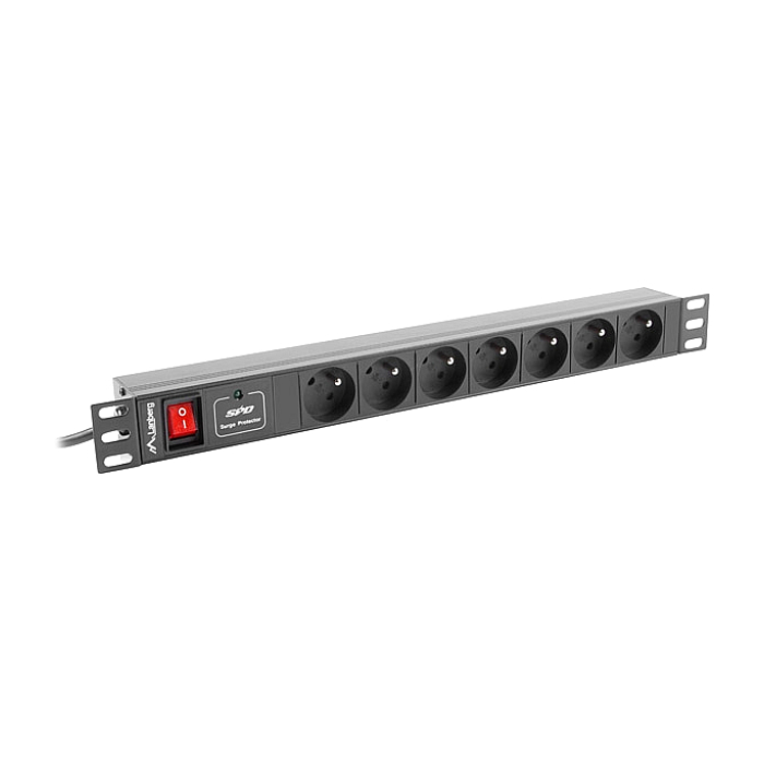 Lanberg power distribution unit (PDU) 19"1U 16A 7 SOCKETS 2M, black (тъмнейл - 1)