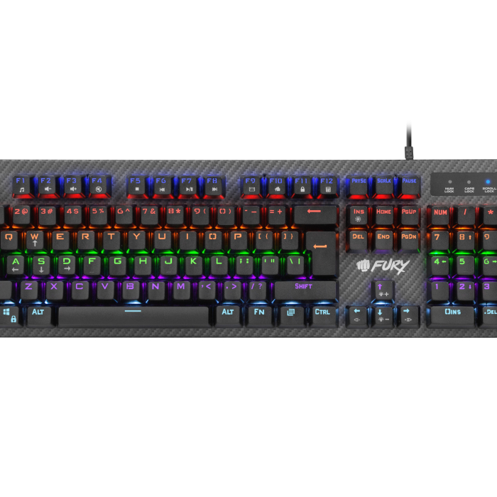 Fury Mechanical gaming keyboard, Tornado, rainbow backlight, jixian blue switch, US layout