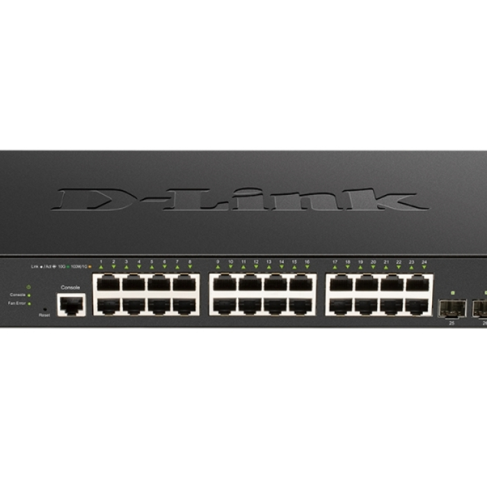 D-Link 24 x 10G Base-T ports + 4 x 10G/25G SFP28 ports Smart Managed Switch