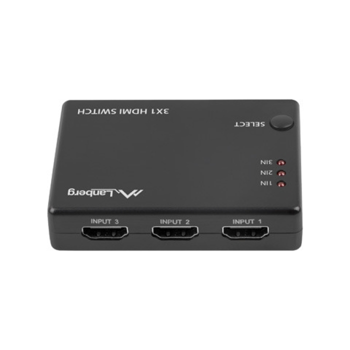 Lanberg Video Switch 3x HDMI + Micro USB port + Remote Controller, black (тъмнейл - 2)