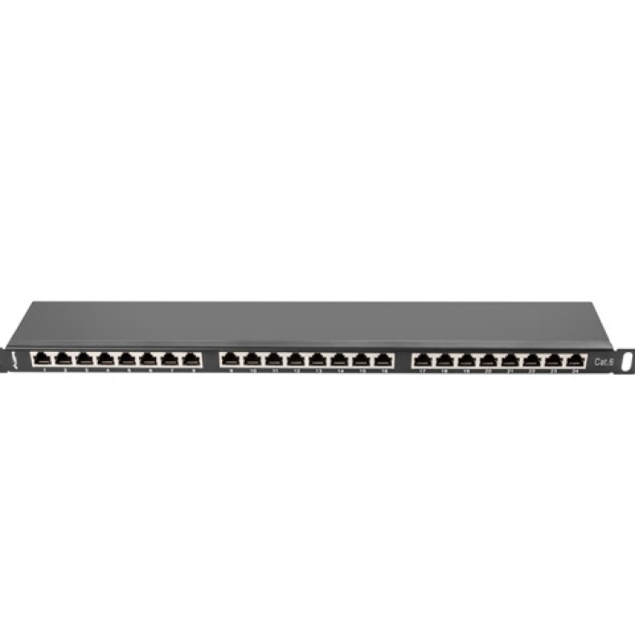 Lanberg patch panel 24 port 0.5U CAT.6 shielded, black (тъмнейл - 3)