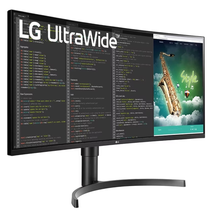 LG 35WN75CP-B, 35" 21:9 UltraWide QHD Monitor(3440 x 1440) with HDR 10, AMD FreeSync, 5ms, 100Hz, 300 cd/m2, 2500:1 , sRGB 99%, USB 3.0, HDMI, USB type-C, DisplayPort, Headphone Out, Tilt, Height, Black (тъмнейл - 3)