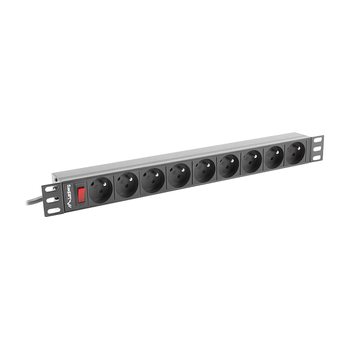 Lanberg power distribution unit (PDU) 19"1U 16A 9 SOCKETS 3M, black (тъмнейл - 1)