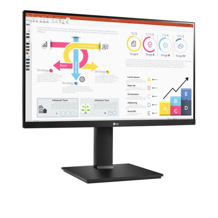 LG 24QP750P-B, 23.8" IPS, AG, 5ms, 2500:1, QHD 2560x1440, HDR10, sRBG 99%, AMD FreeSync, Reader Mode, USB Type-C, HDMI, DisplayPort, Height Adjustable, Tilt, Swivel, Headphone Out, Black (тъмнейл - 2)