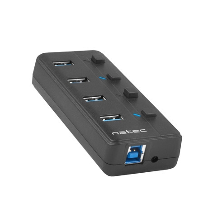 Natec USB 3.0 Hub Mantis 2 4-Port On/Off With AC Adapter (тъмнейл - 2)