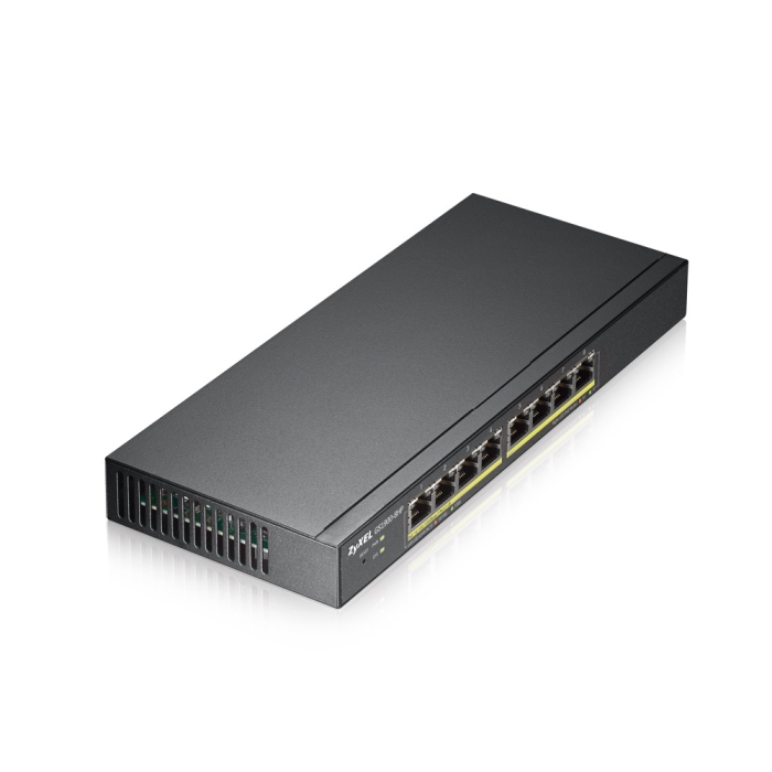 ZyXEL GS1900-8HP, 8-port GbE L2 PoE Smart Switch, 802.3at, desktop, fanless, 70 Watt (тъмнейл - 2)