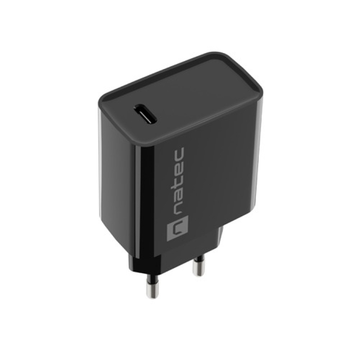 Natec USB Charger Ribera 1X USB-C 20W, Black (тъмнейл - 1)