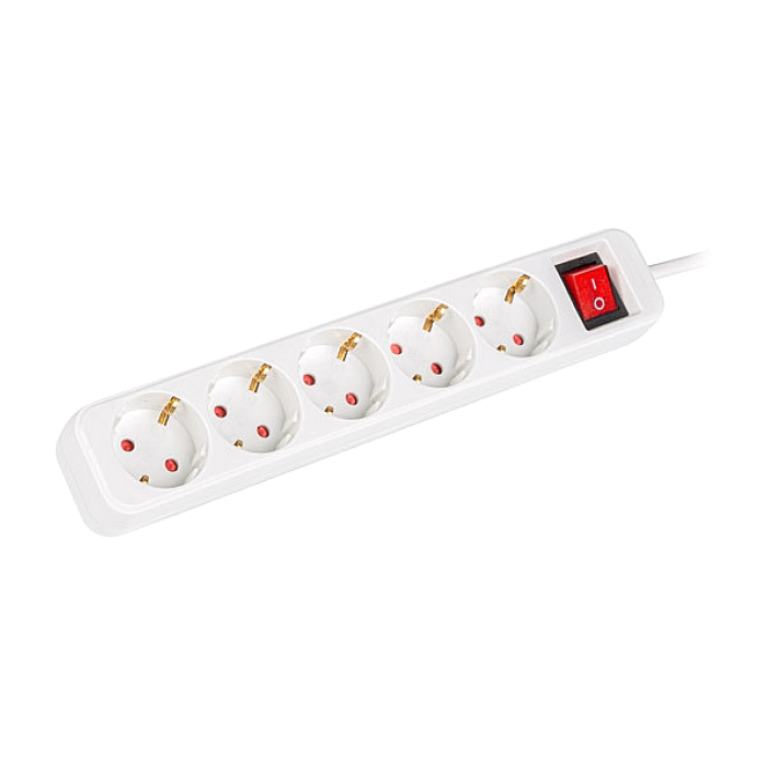 Lanberg power strip 3m 5x Schuko outlets with circuit breaker quality-grade copper cable, white