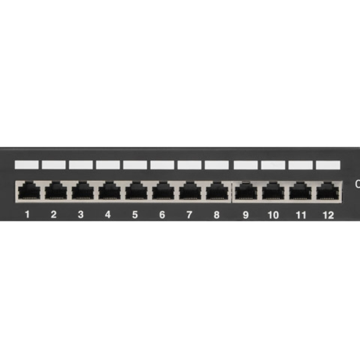 Lanberg patch panel 12port 1U 10" CAT.6 shielded, black (тъмнейл - 1)