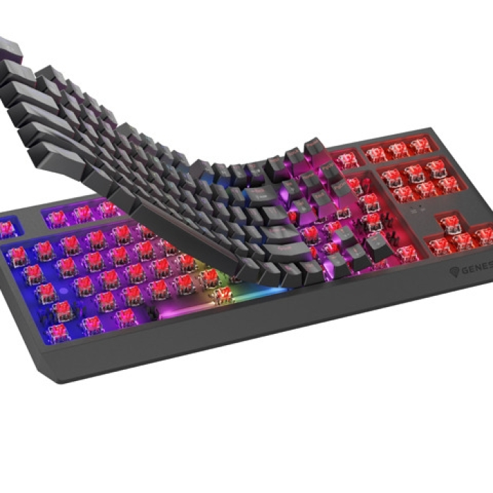 Genesis Gaming Keyboard Thor 230 TKL Wireless US Black RGB Mechanical Outemu Red (тъмнейл - 1)